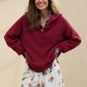 Aerie CozyUp Waffle Button Sweater